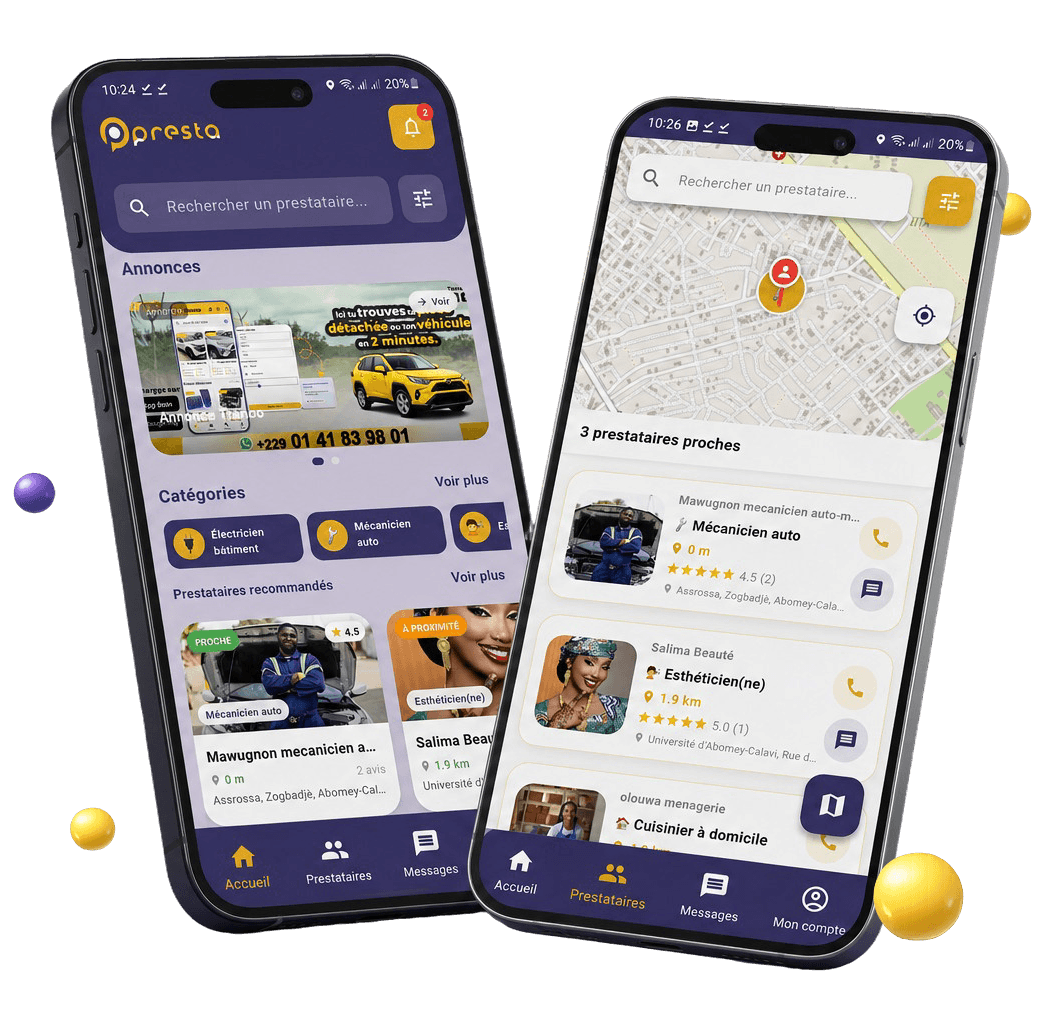 Application Presta sur mobile